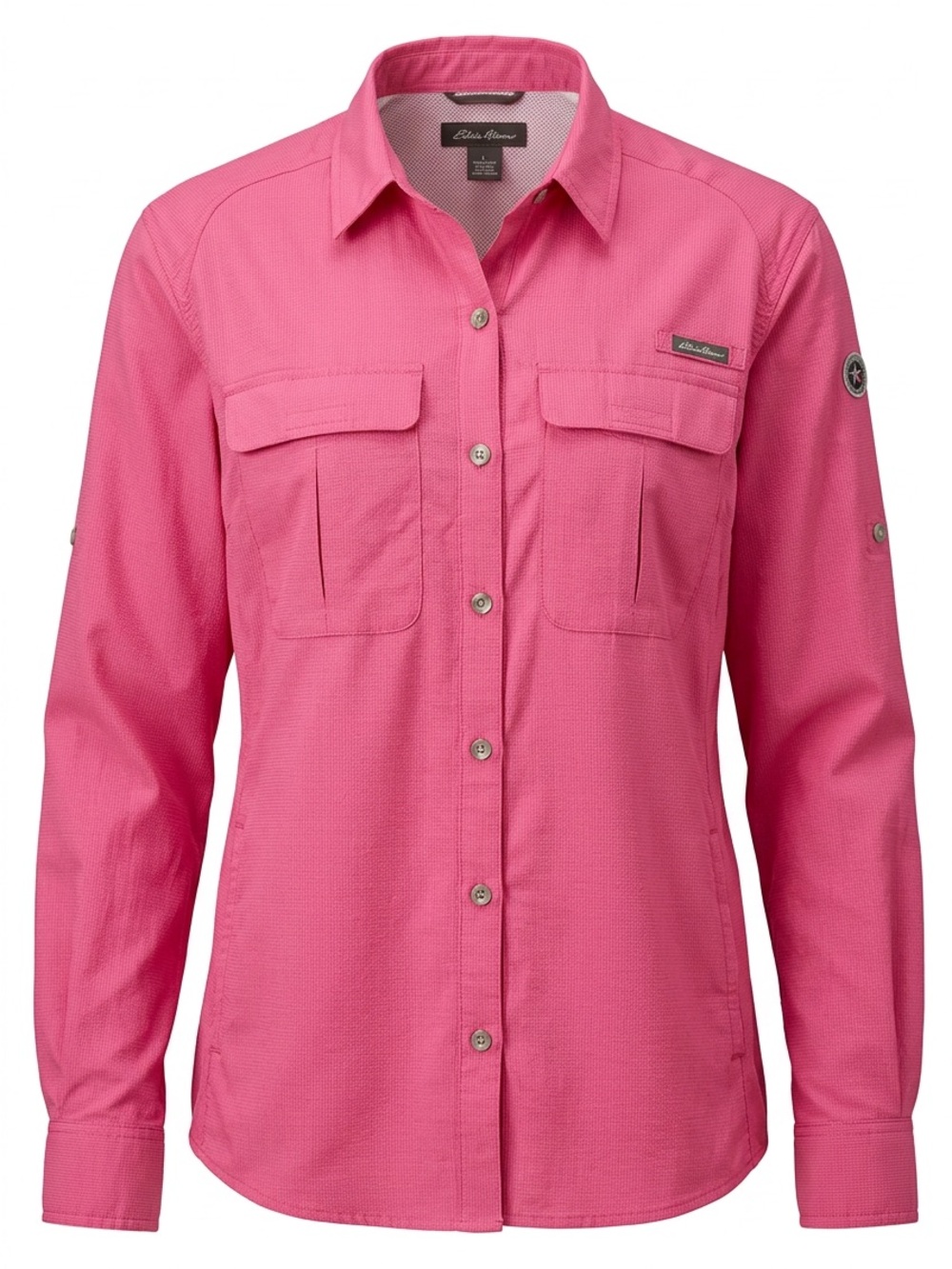 Eddie Bauer Pink Long-Sleeve Button-Down Utility Shirt